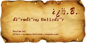Örmény Belizár névjegykártya